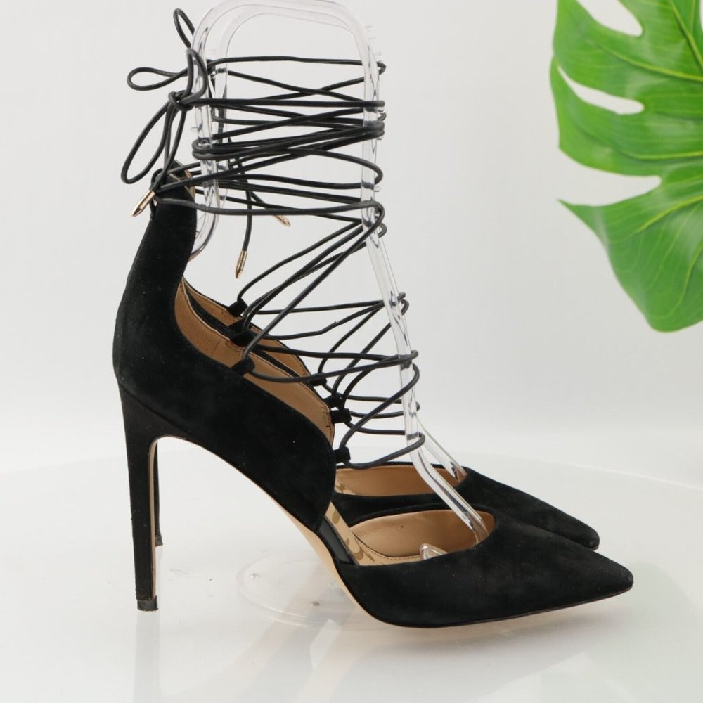 Sam Edelman Black Lace-Up Pointed Toe Stiletto Heels - Picture 5 of 13